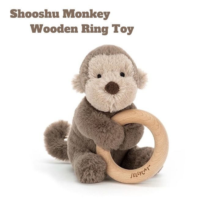 Shooshu Monkey Wooden Ring Toy