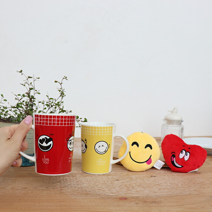 EMOTICON マグカップ ハート＆レッド01