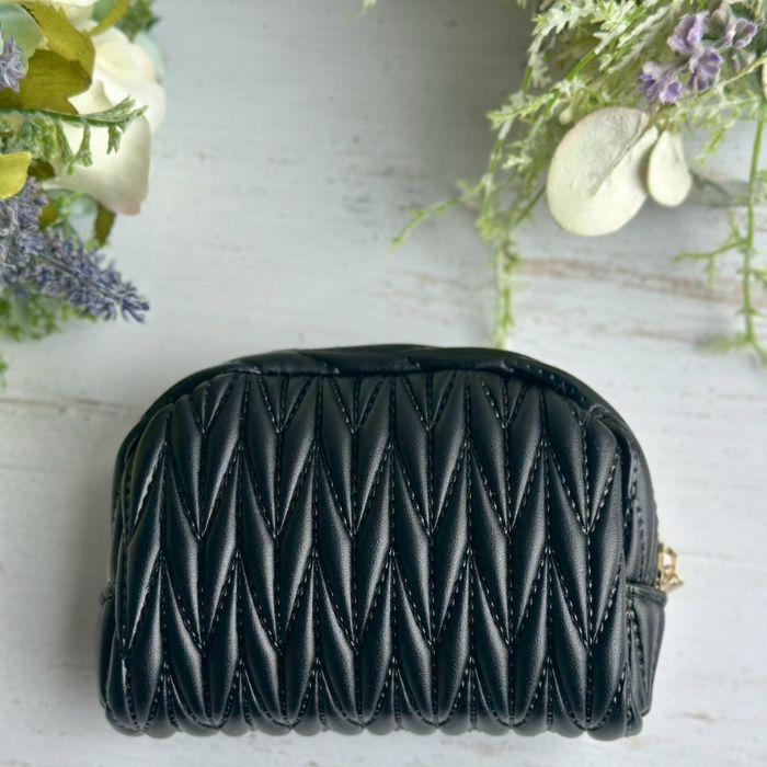 ポーチ メイクポーチ 化粧ポーチ キルト ロージア ブラック03