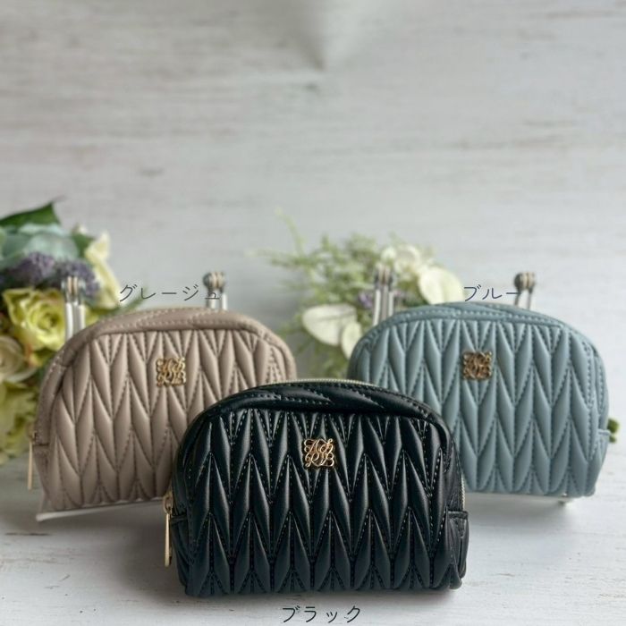 ポーチ メイクポーチ 化粧ポーチ キルト ロージア ブラック06