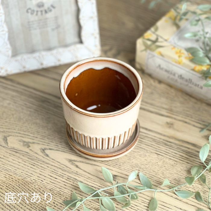 STREAK Pot＆Saucer　Ivory03