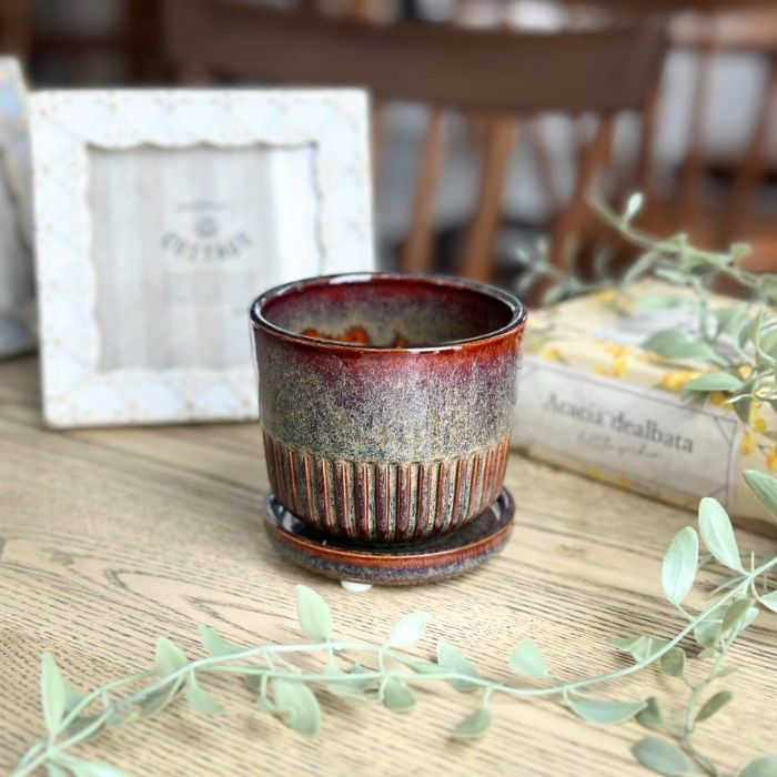 STREAK Pot&Saucer Browngray02