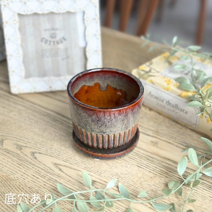 STREAK Pot&Saucer Browngray03