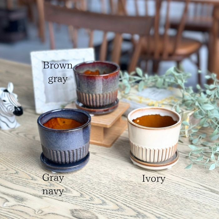 STREAK Pot&Saucer Browngray05