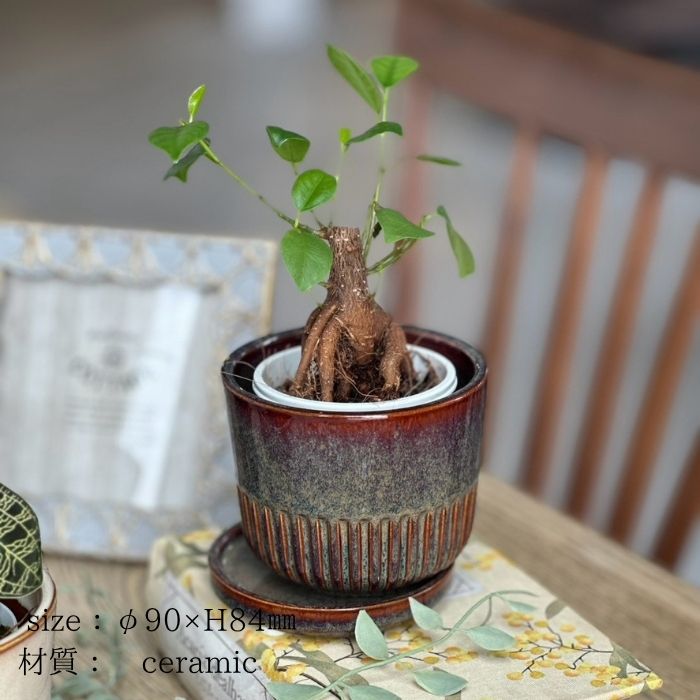 STREAK Pot&Saucer Browngray07