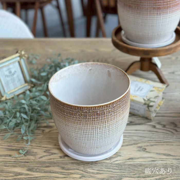 LATTICE pot&saucer M Gray03