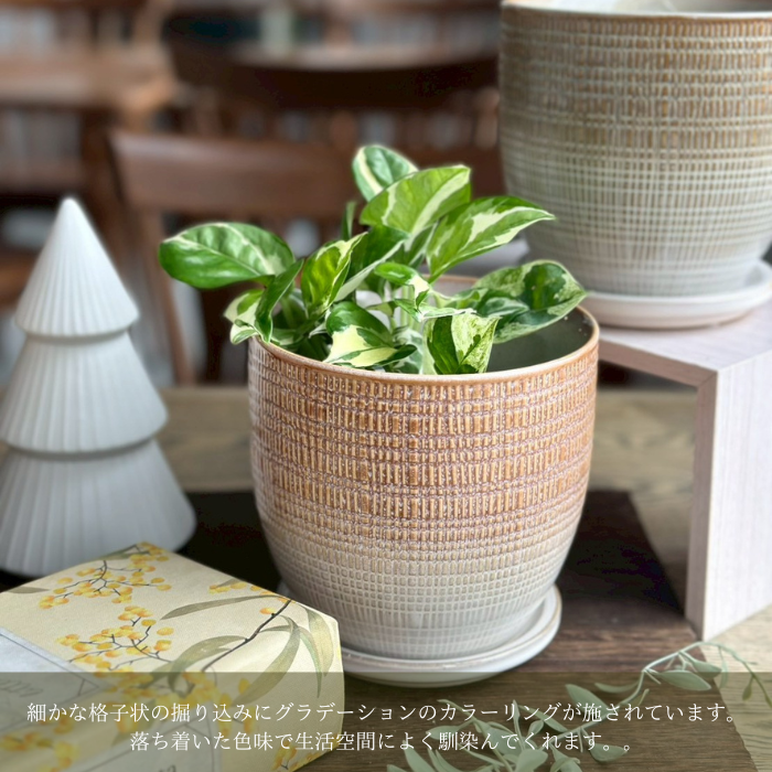 LATTICE pot&saucer M Brown01