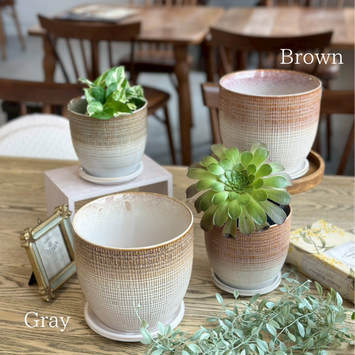 LATTICE pot&saucer M Brown06