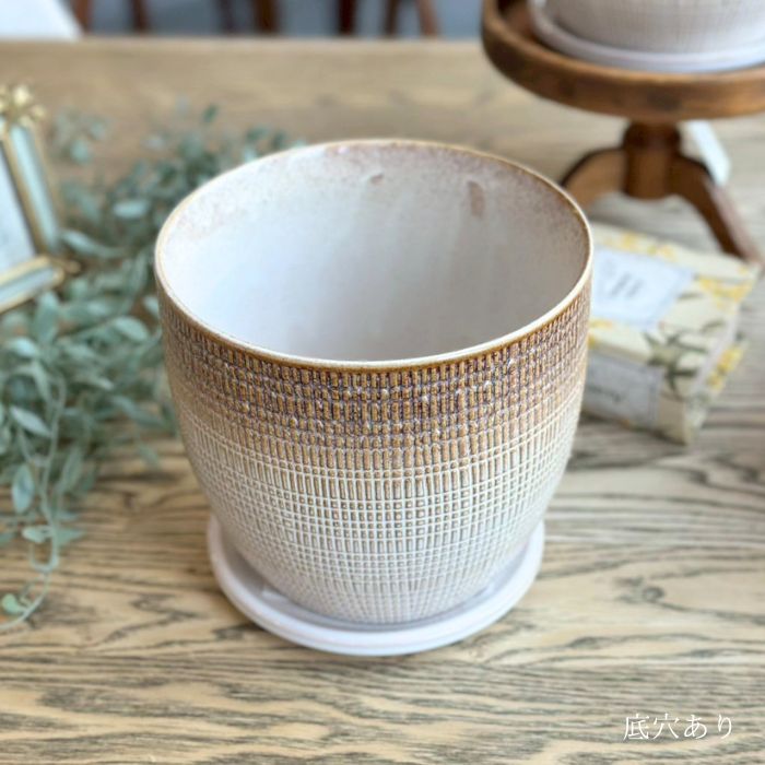 LATTICE pot&saucer L Gray04