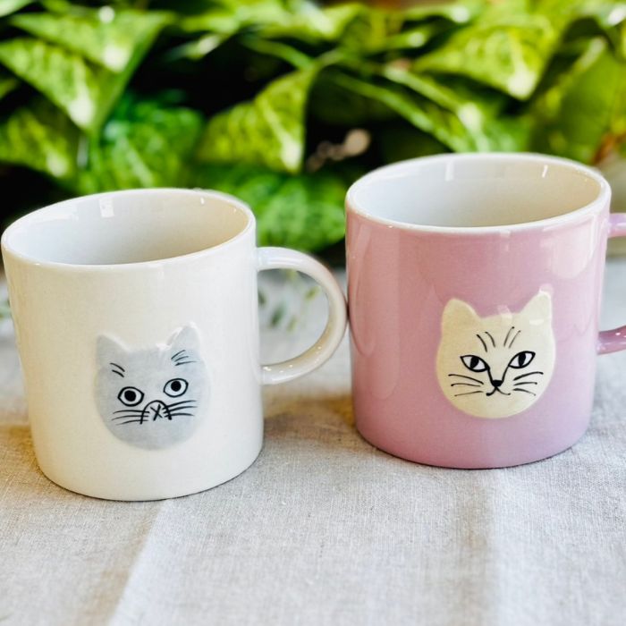 松尾ミユキ Embossed cat face mug ピンク06