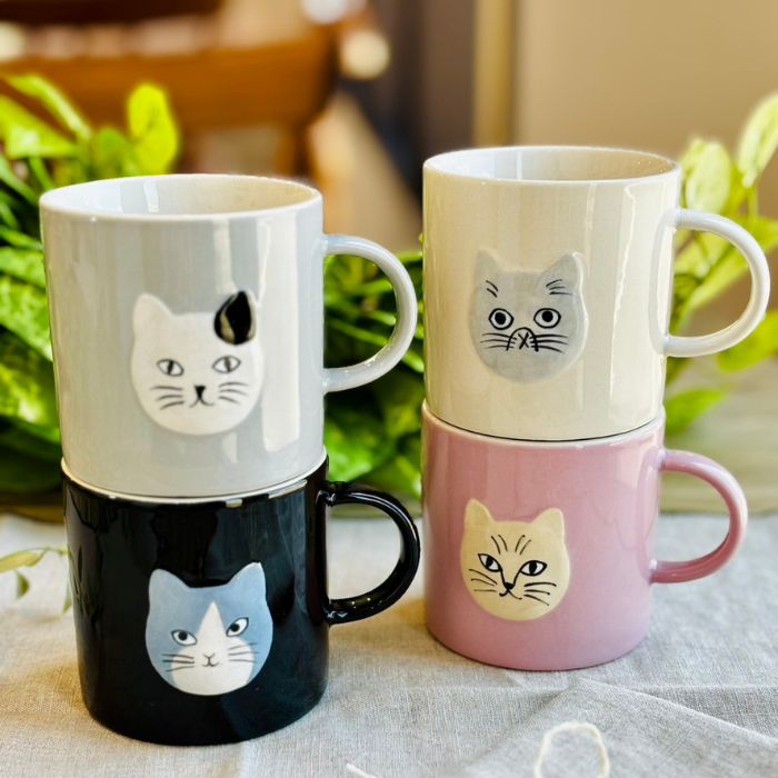 松尾ミユキ Embossed cat face mug ピンク08