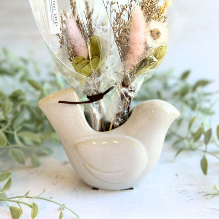 Sceneryvase バードフラワーベース S アイボリー02