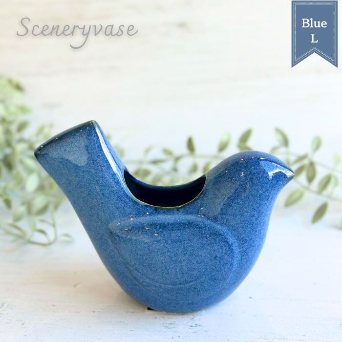 Sceneryvase バードフラワーベース L ブルー
