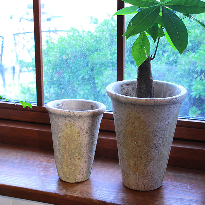 ＪＡＩリーフ　鉢カバー　Sサイズ ナチュラル　セメント　　観葉植物　リーフ柄07