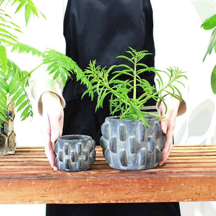 ＤＯＲ　鉢カバー　Sサイズ　ダークグレー　セメント　　鉢カバー　観葉植物　シック02