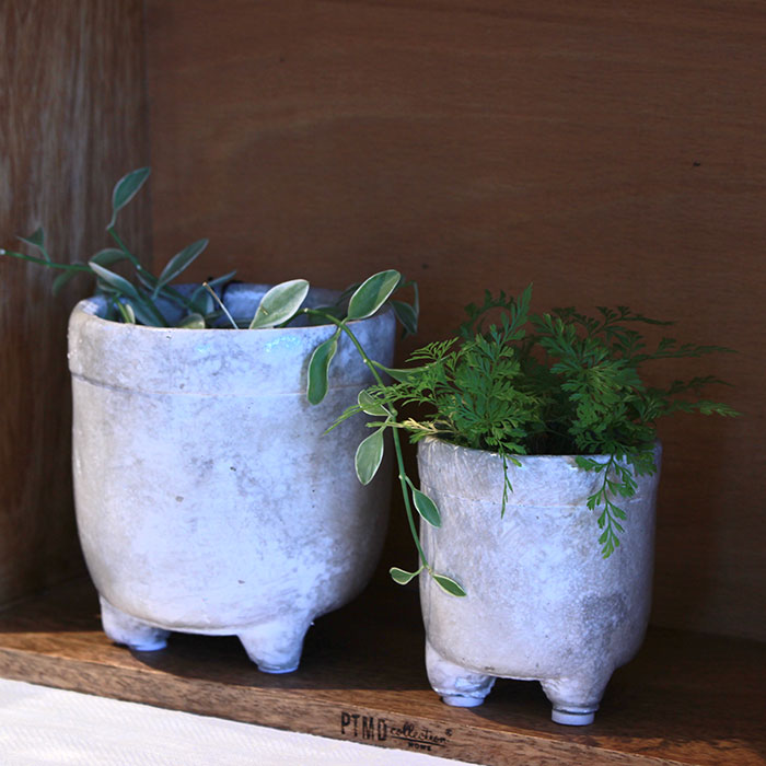姫路市の雑貨店 Portus カフェも併設 ｃｒｅアシ 鉢カバー Sサイズ グレー 陶器 鉢カバー 観葉植物 足つき